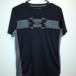 Under Armour Loose Heatgear YXL Black/Gray Short Sleeve Shirt